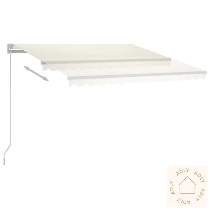 Manuell Uttrekkbar Markise Med Led 300X250 Cm Kremhvit
