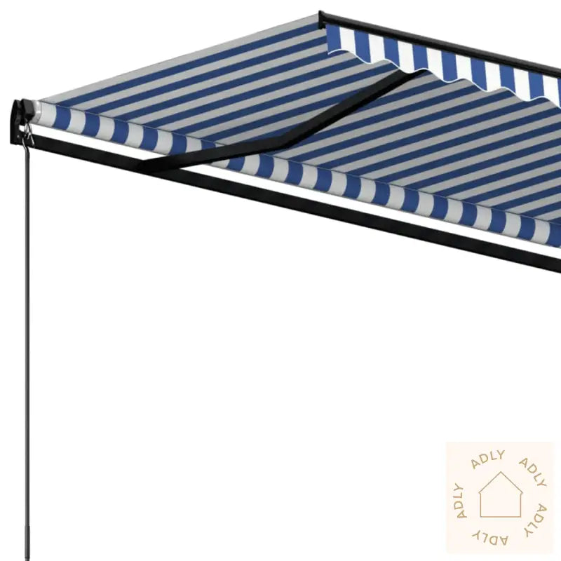 Manuell Uttrekkbar Markise 500X350 Cm Blå Og Hvit