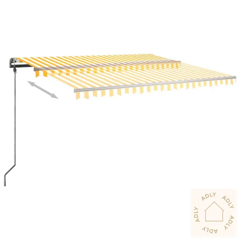 Frittstående Manuell Uttrekkbar Markise 450X300 Cm Gul/Hvit