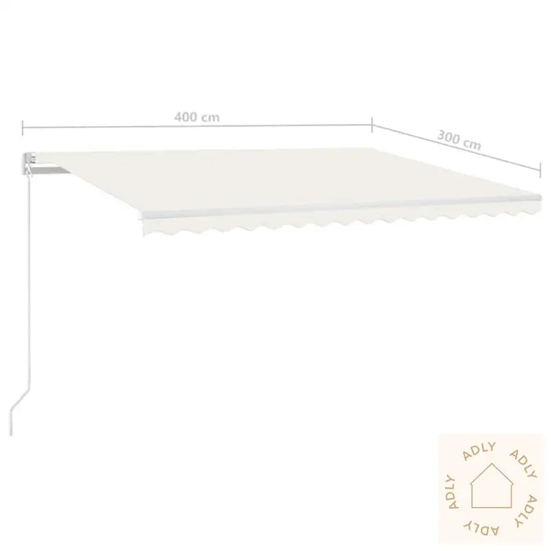 Manuell Uttrekkbar Markise Med Led 400X300 Cm Kremhvit