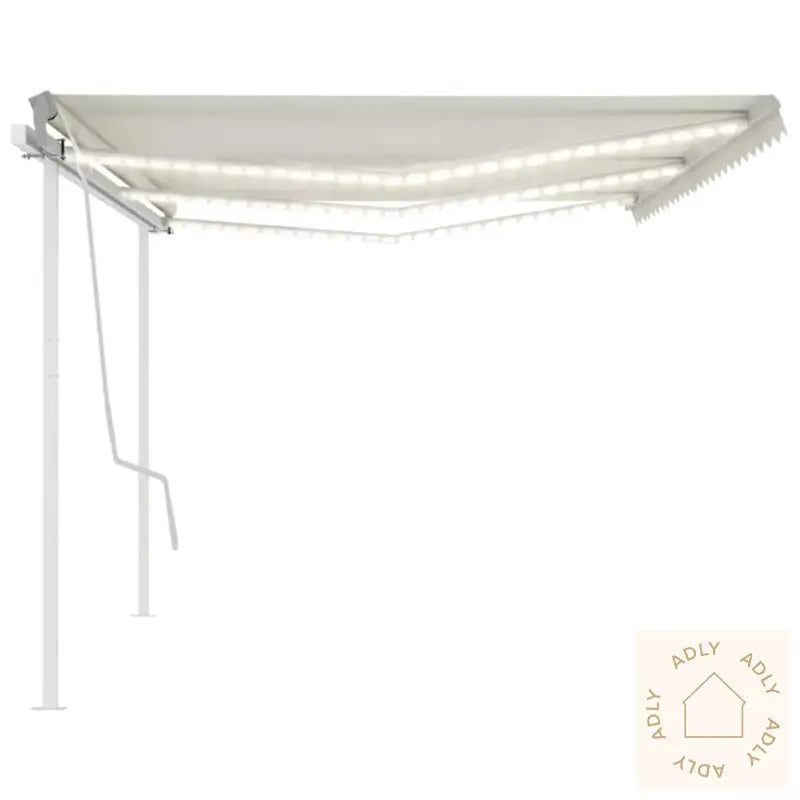 Manuell Uttrekkbar Markise Med Led 6X3 Kremhvit