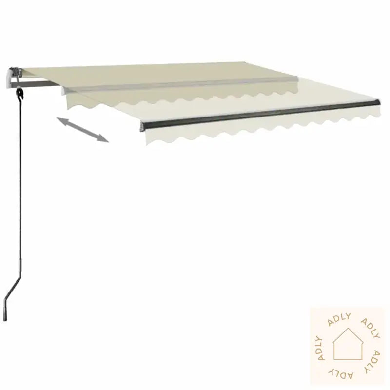 Manuell Uttrekkbar Markise Med Led 350X250 Cm Kremhvit