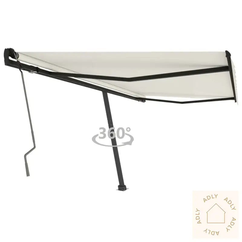 Frittstående Manuell Uttrekkbar Markise 450X350 Cm Kremhvit