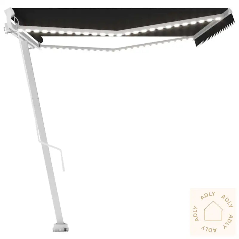 Manuell Uttrekkbar Markise Med Led 500X300 Cm Antrasitt