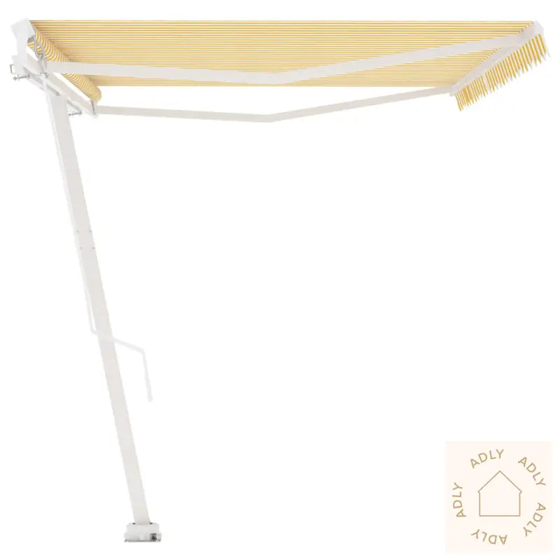 Frittstående Manuell Uttrekkbar Markise 500X350 Cm Gul/Hvit