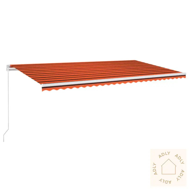 Manuell Uttrekkbar Markise Med Led 600X300 Cm Oransje Og Brun
