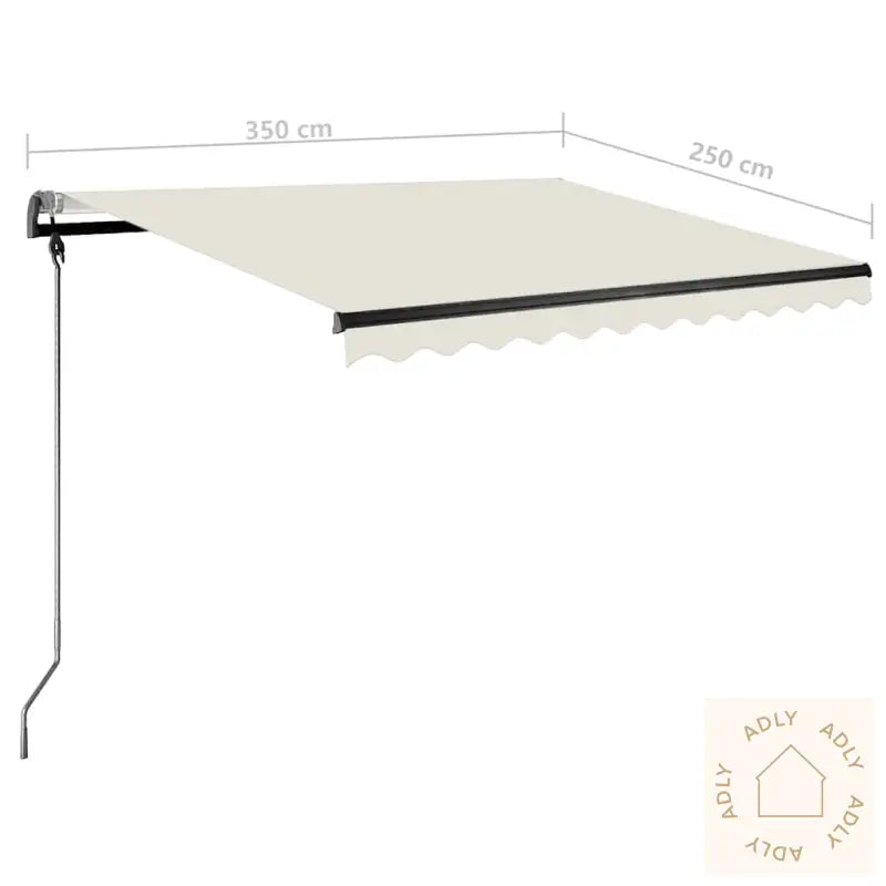 Manuell Uttrekkbar Markise Med Led 350X250 Cm Kremhvit