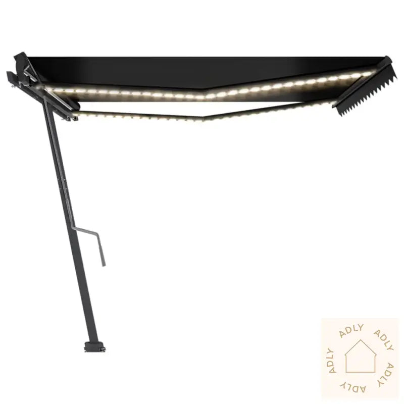 Manuell Uttrekkbar Markise Med Led 400X350 Cm Antrasitt