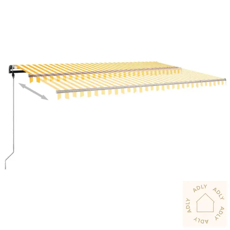 Manuell Uttrekkbar Markise Med Led 500X300 Cm Gul Og Hvit