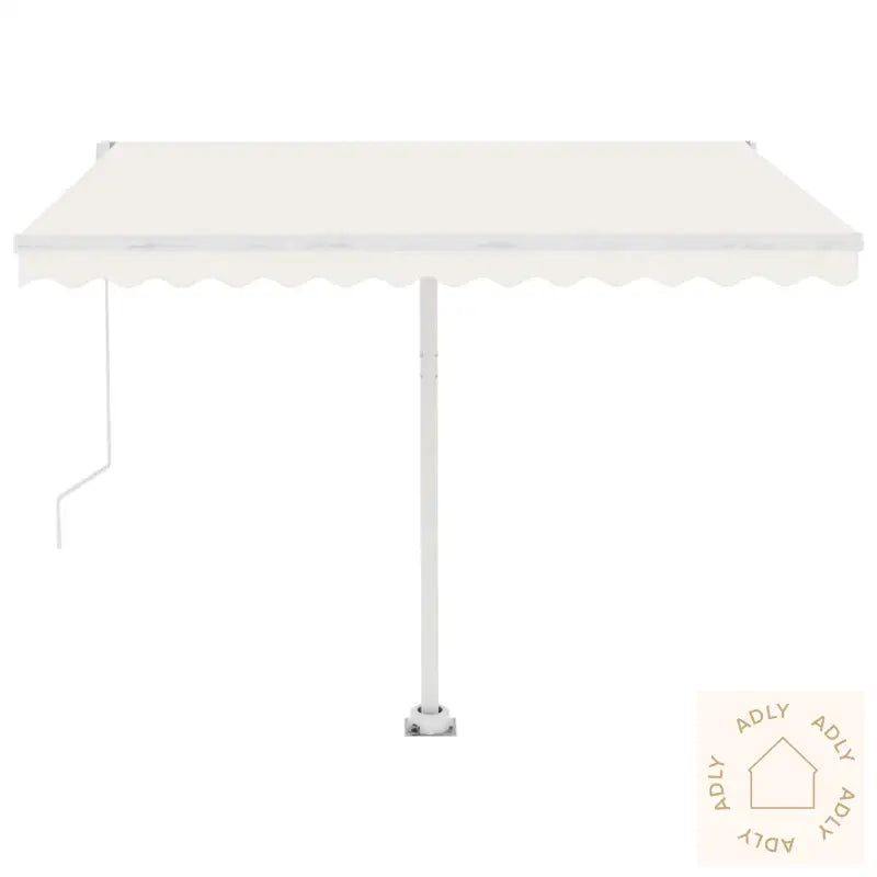 Manuell Uttrekkbar Markise Med Led 300X250 Cm Kremhvit