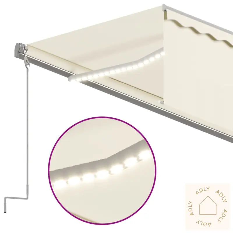 Manuell Uttrekkbar Markise Med Rullegardin Led 6X3 M Kremhvit
