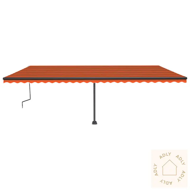 Manuell Uttrekkbar Markise Med Led 600X350 Cm Oransje Og Brun