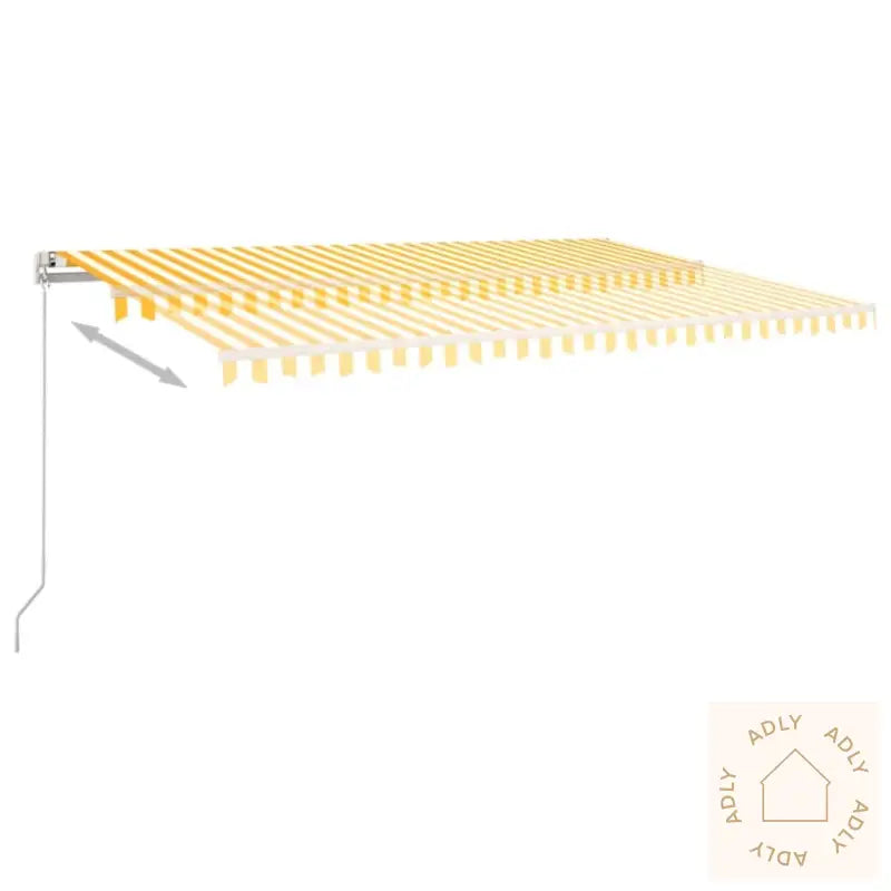 Manuell Uttrekkbar Markise Med Led 500X300 Cm Gul Og Hvit
