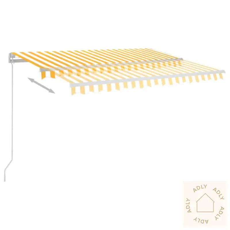 Manuell Uttrekkbar Markise Med Led 350X250 Cm Gul Og Hvit