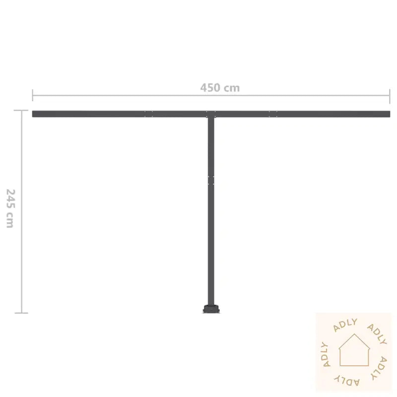 Frittstående Manuell Uttrekkbar Markise 500X350 Cm Kremhvit