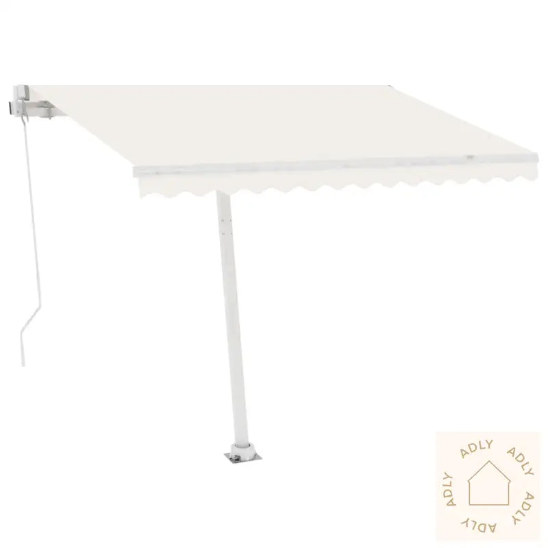Manuell Uttrekkbar Markise Med Led 300X250 Cm Kremhvit