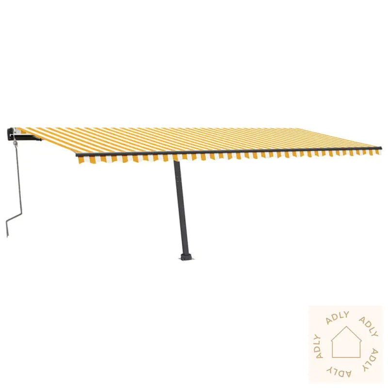 Manuell Uttrekkbar Markise Med Led 600X350 Cm Gul Og Hvit