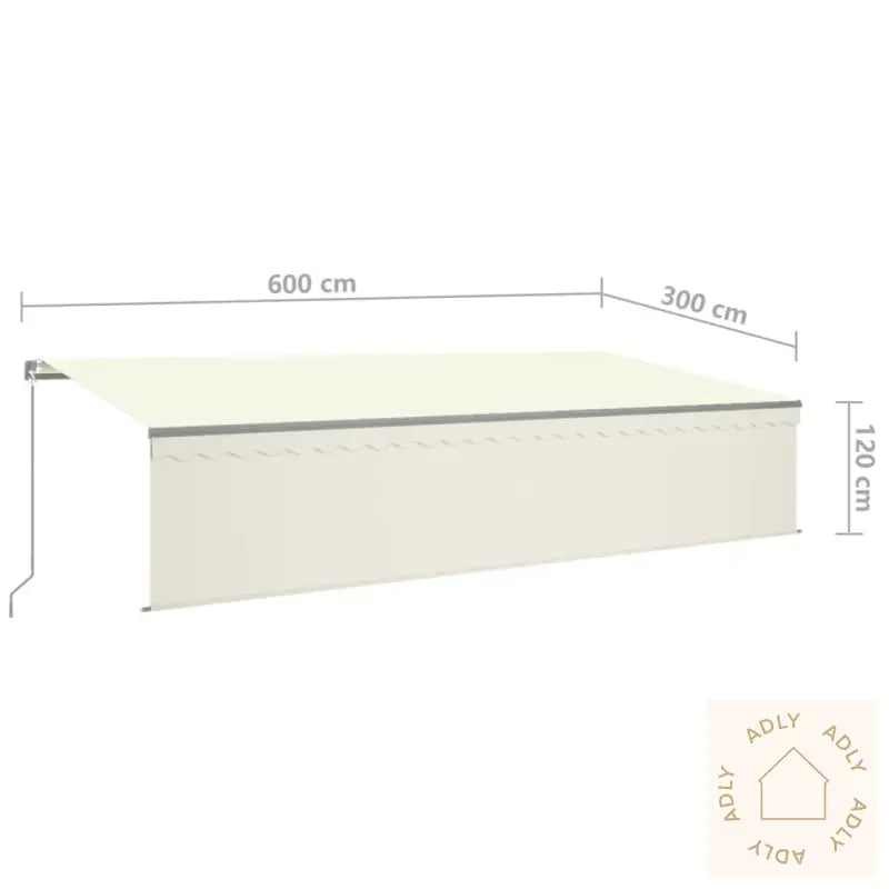 Manuell Uttrekkbar Markise Med Rullegardin Led 6X3 M Kremhvit