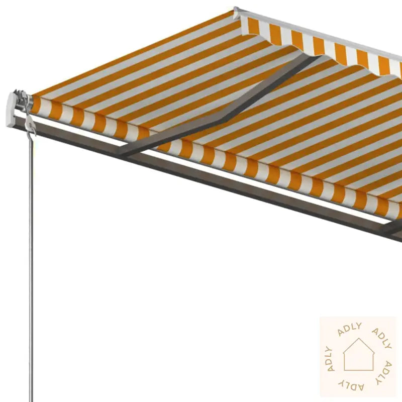 Frittstående Manuell Uttrekkbar Markise 450X300 Cm Gul/Hvit