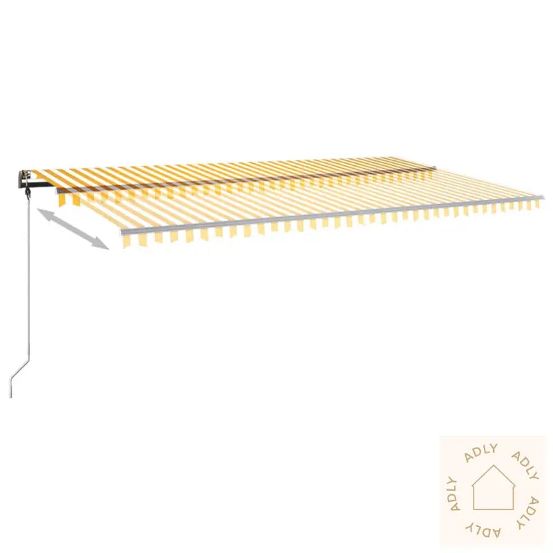 Manuell Uttrekkbar Markise Med Led 600X350 Cm Gul Og Hvit