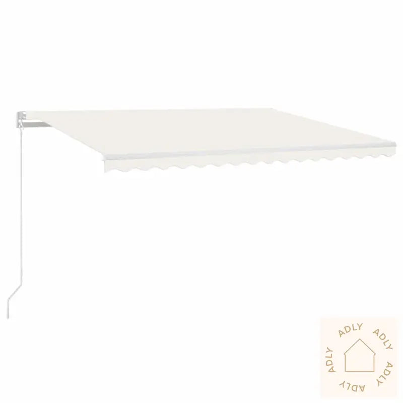 Manuell Uttrekkbar Markise Med Led 400X300 Cm Kremhvit