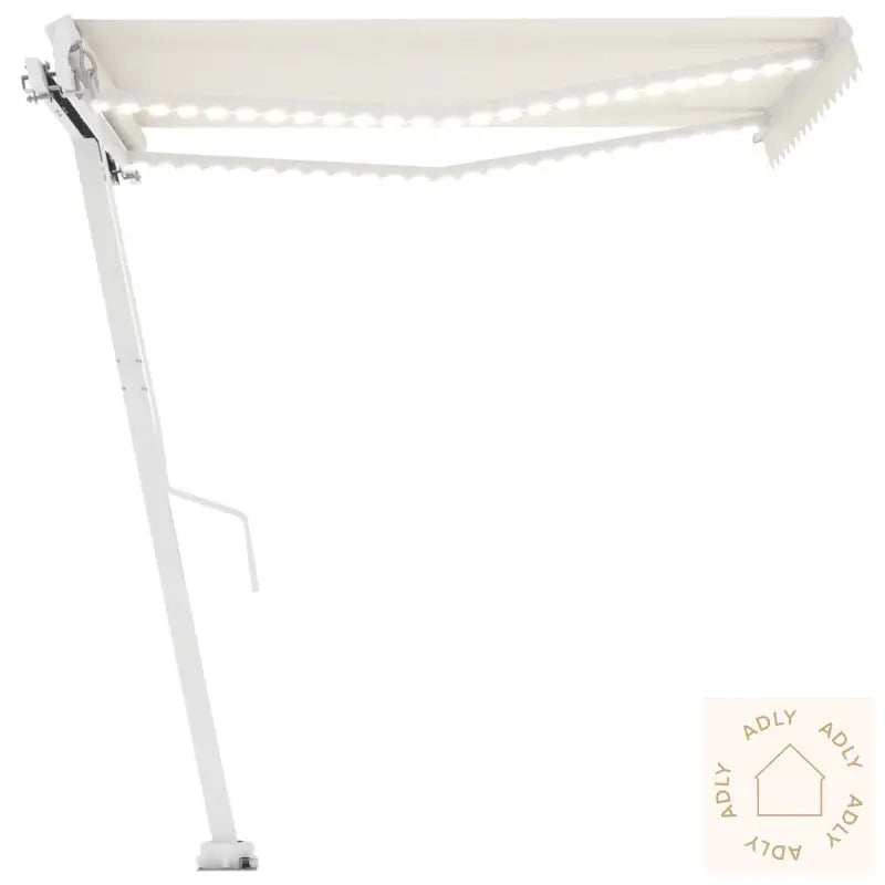Manuell Uttrekkbar Markise Med Led 300X250 Cm Kremhvit