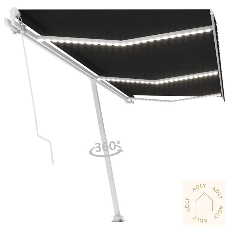 Manuell Uttrekkbar Markise Med Led 600X300 Cm Antrasitt