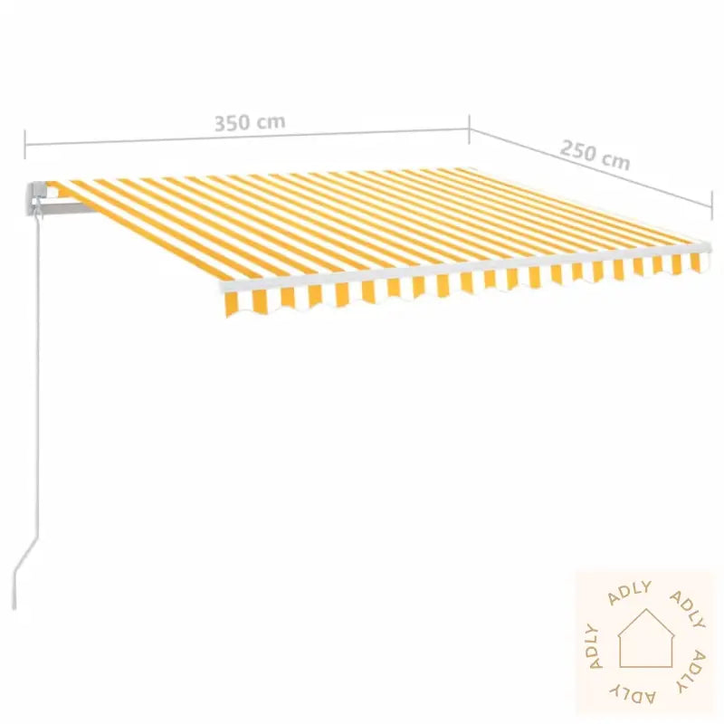 Manuell Uttrekkbar Markise Med Led 350X250 Cm Gul Og Hvit