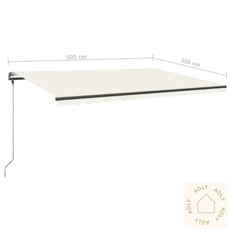 Frittstående Manuell Uttrekkbar Markise 500X350 Cm Kremhvit