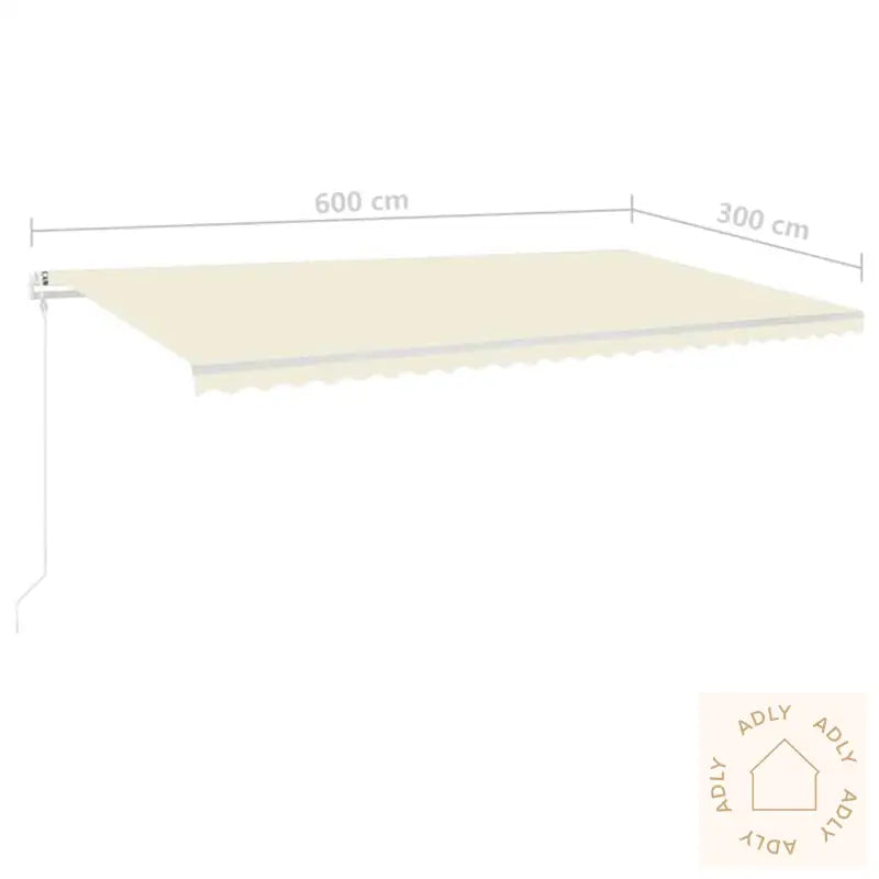 Manuell Uttrekkbar Markise Med Led 6X3 Kremhvit