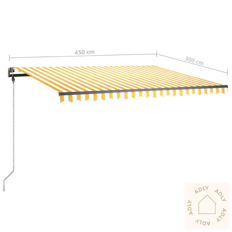 Frittstående Manuell Uttrekkbar Markise 450X300 Cm Gul/Hvit