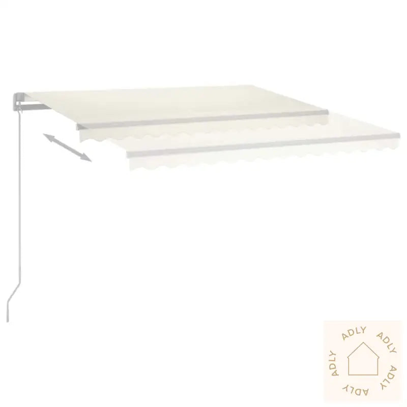Manuell Uttrekkbar Markise Med Led 400X300 Cm Kremhvit