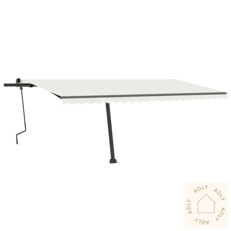 Frittstående Manuell Uttrekkbar Markise 500X350 Cm Kremhvit