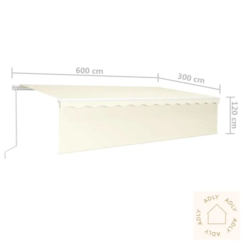 Manuell Uttrekkbar Markise Med Rullegardin Led 6X3 M Kremhvit