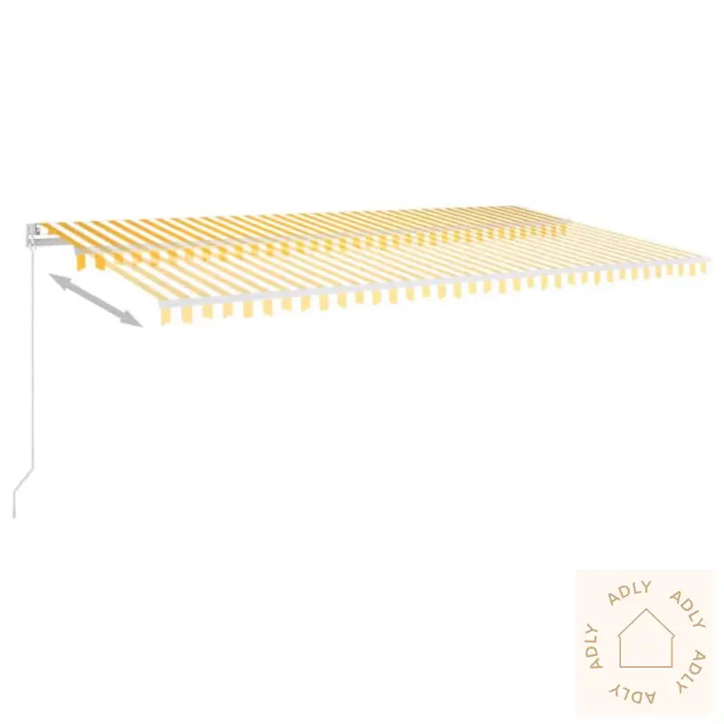 Manuell Uttrekkbar Markise Med Led 600X300 Cm Gul Og Hvit