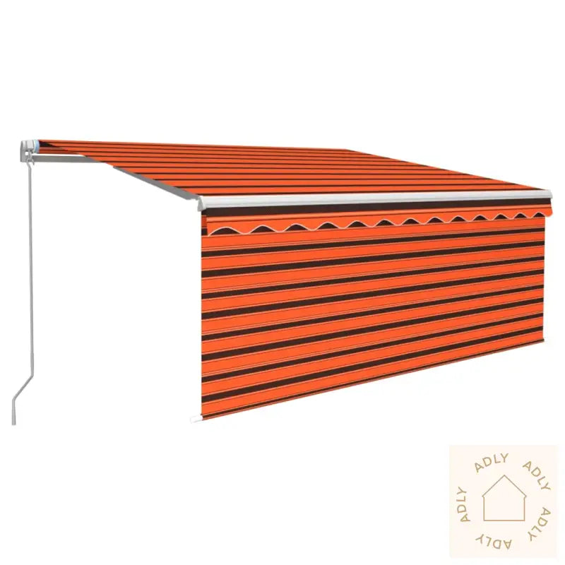 Manuell Uttrekkbar Markise Rullegardin&Led 3X2,5M Oransje Brun