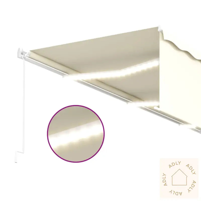 Manuell Uttrekkbar Markise Med Rullegardin Led 6X3 M Kremhvit