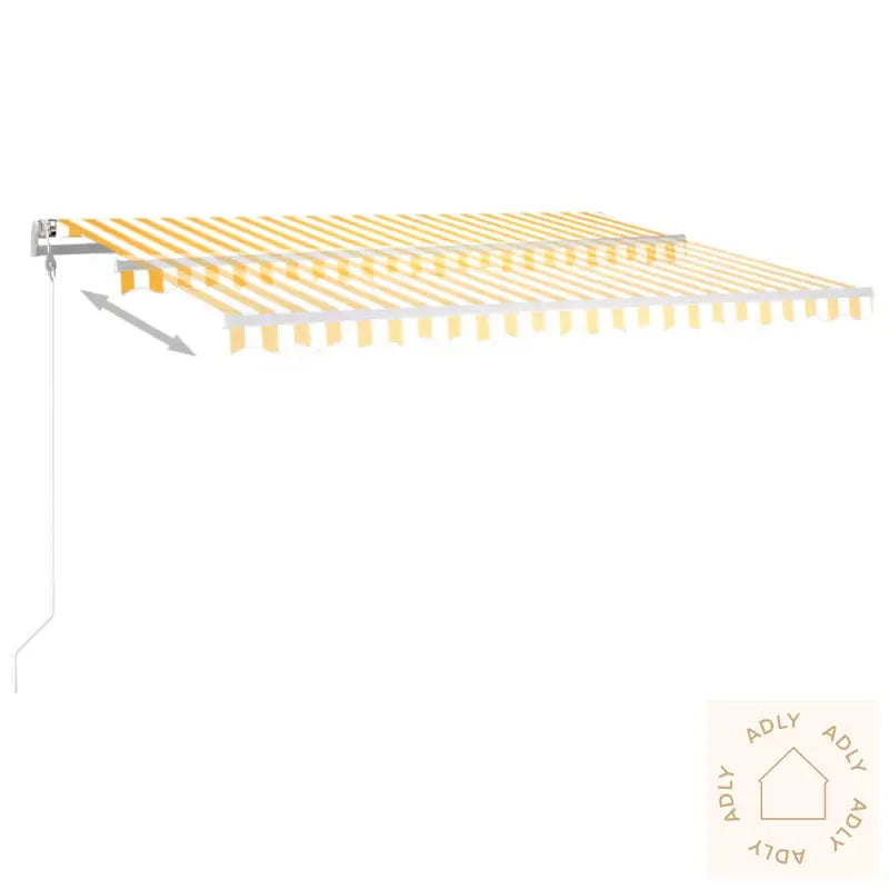 Manuell Uttrekkbar Markise Med Led 4,5X3,5 M Gul Og Hvit
