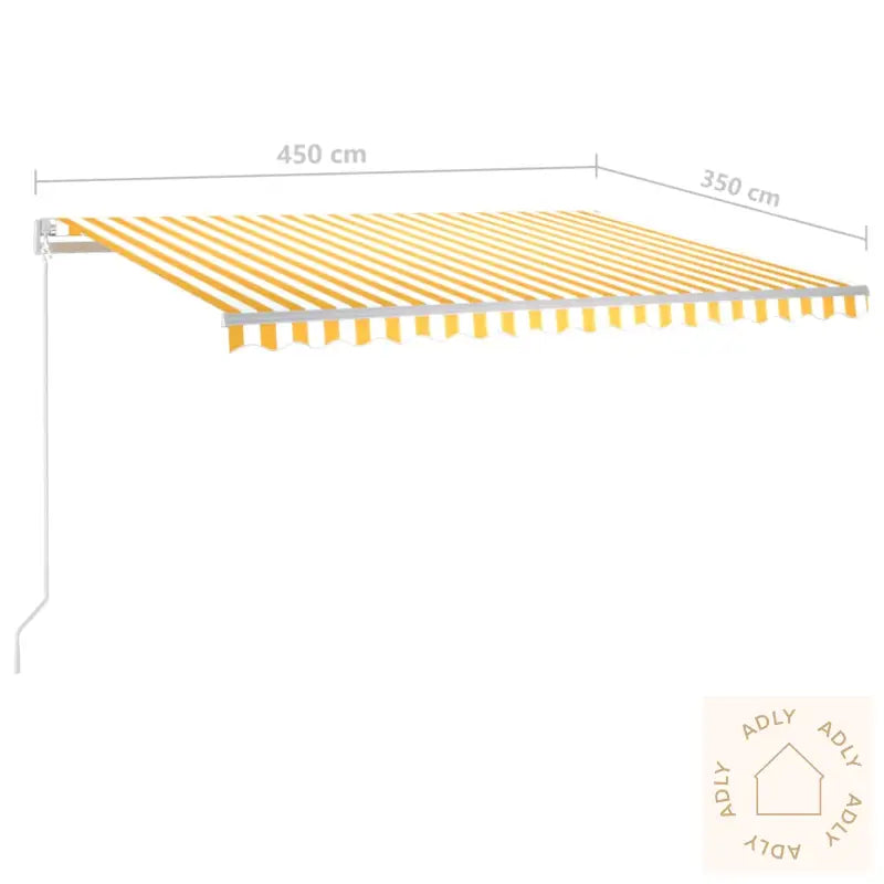 Manuell Uttrekkbar Markise Med Led 4,5X3,5 M Gul Og Hvit