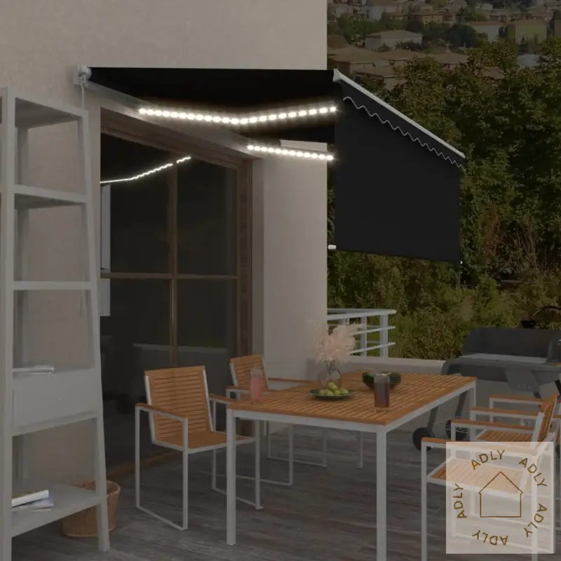 Manuell Uttrekkbar Markise Rullegardin&Led 3,5X2,5 M Antrasitt