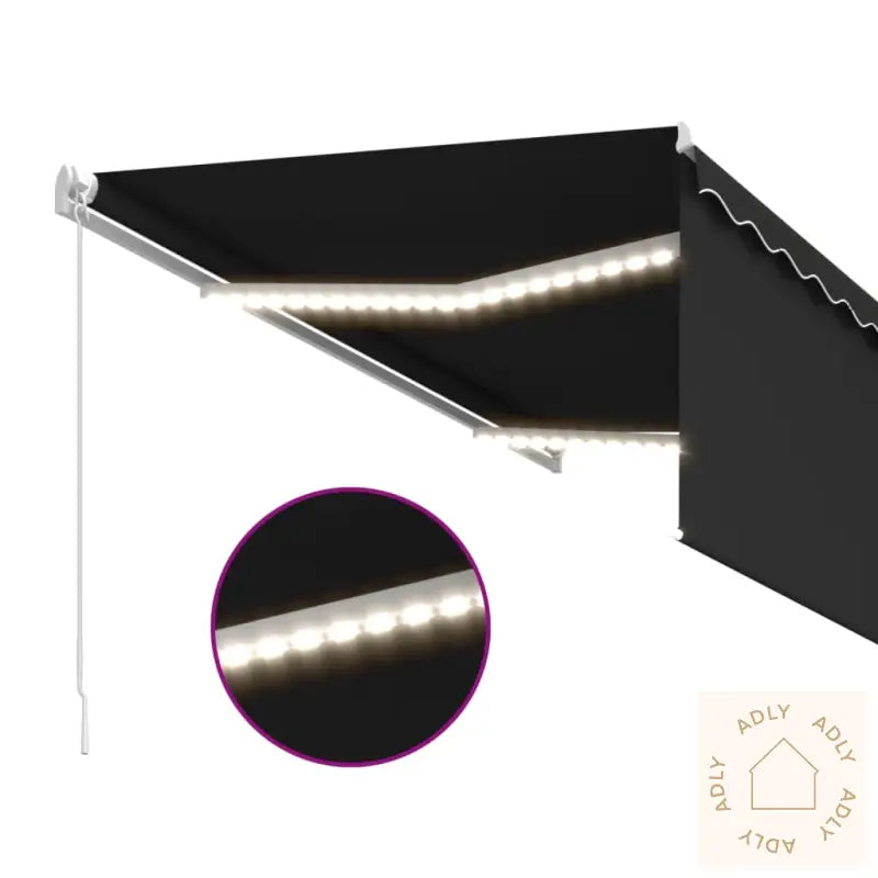 Manuell Uttrekkbar Markise Rullegardin&Led 3,5X2,5 M Antrasitt