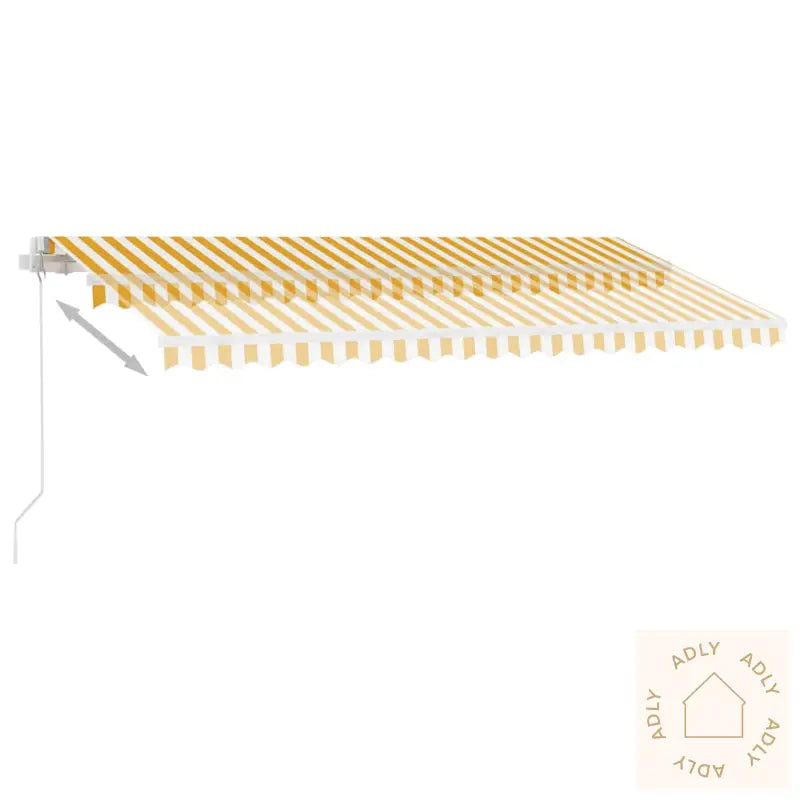 Manuell Uttrekkbar Markise Med Led 400X300 Cm Gul Og Hvit
