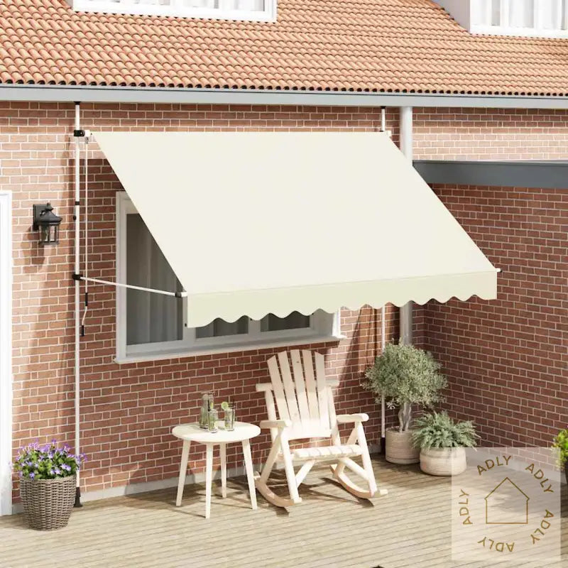 Manuell Uttrekkbar Markise 300 Cm Kremhvit