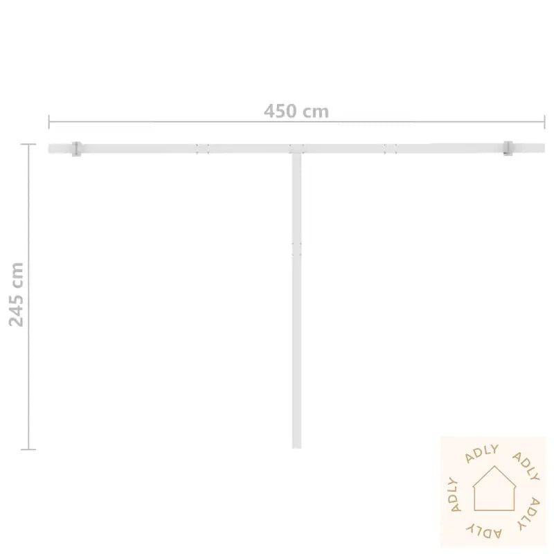 Manuell Uttrekkbar Markise Med Led 400X300 Cm Gul Og Hvit