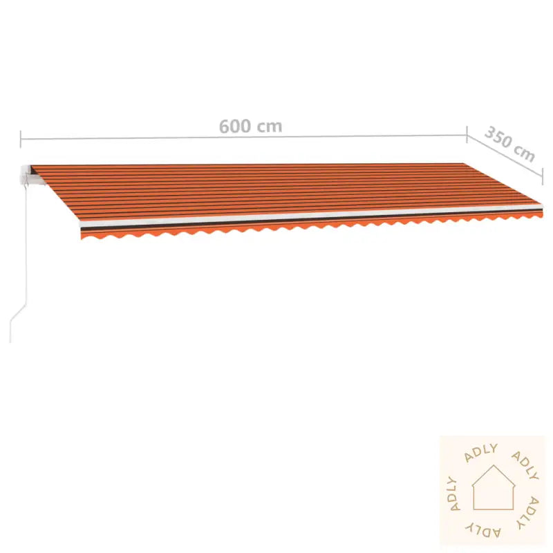 Manuell Uttrekkbar Markise Med Led 600X350 Cm Oransje Og Brun