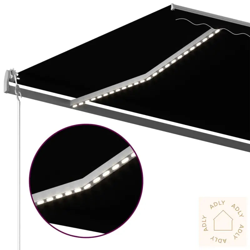 Manuell Uttrekkbar Markise Med Led 500X350 Cm Antrasitt