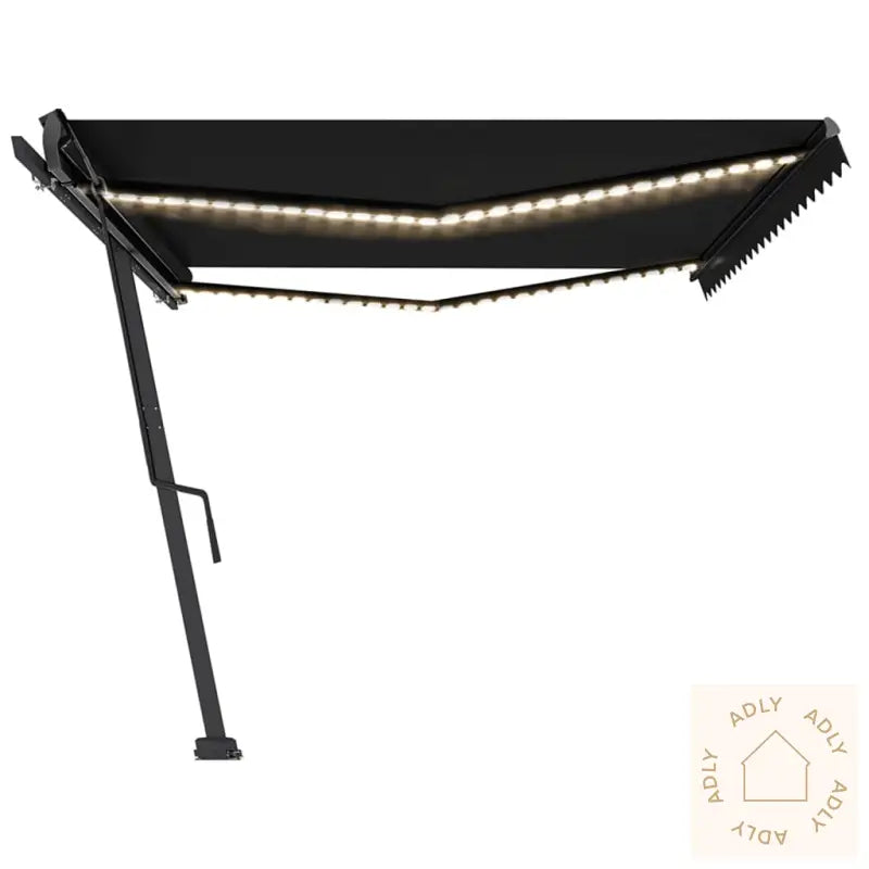Manuell Uttrekkbar Markise Med Led 500X350 Cm Antrasitt