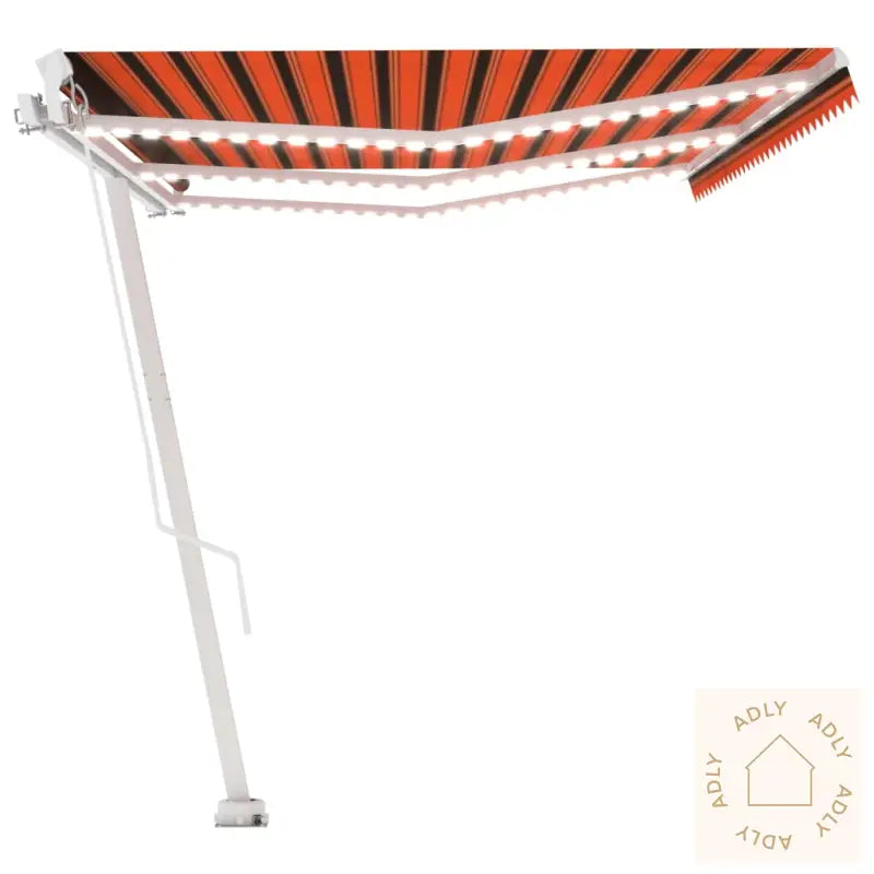 Manuell Uttrekkbar Markise Med Led 600X350 Cm Oransje Og Brun