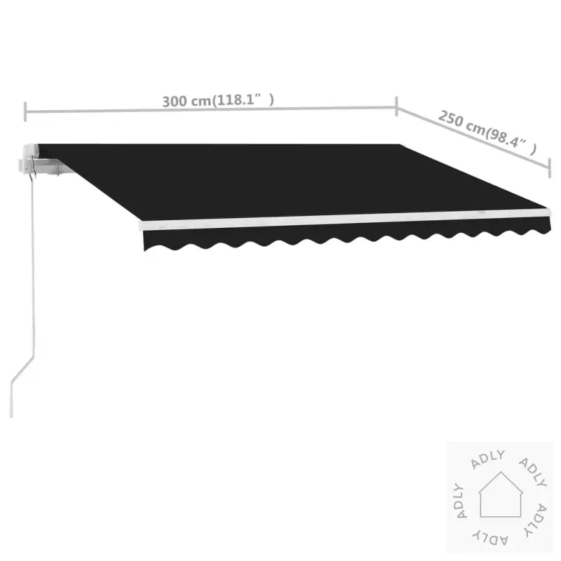 Frittstående Manuell Uttrekkbar Markise 300X250 Cm Antrasitt