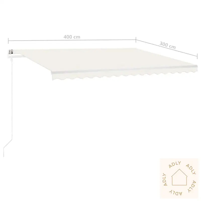 Manuell Uttrekkbar Markise Med Led 4X3 M Kremhvit